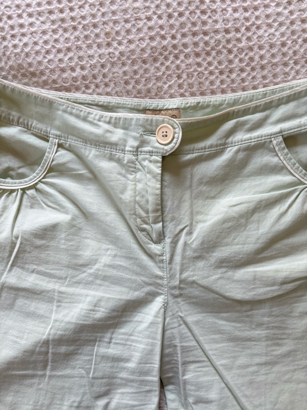 Anthropologie Elevenses Sea Foam Green Wide-Leg Cropped Pants Low Rise Y2K Sz 10 - Picture 5 of 13